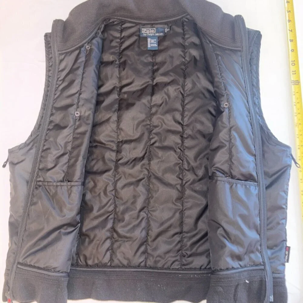 Vintage Polo Ralph Lauren Black Vertical Quilt Insulated Vest Men's XL Snaps